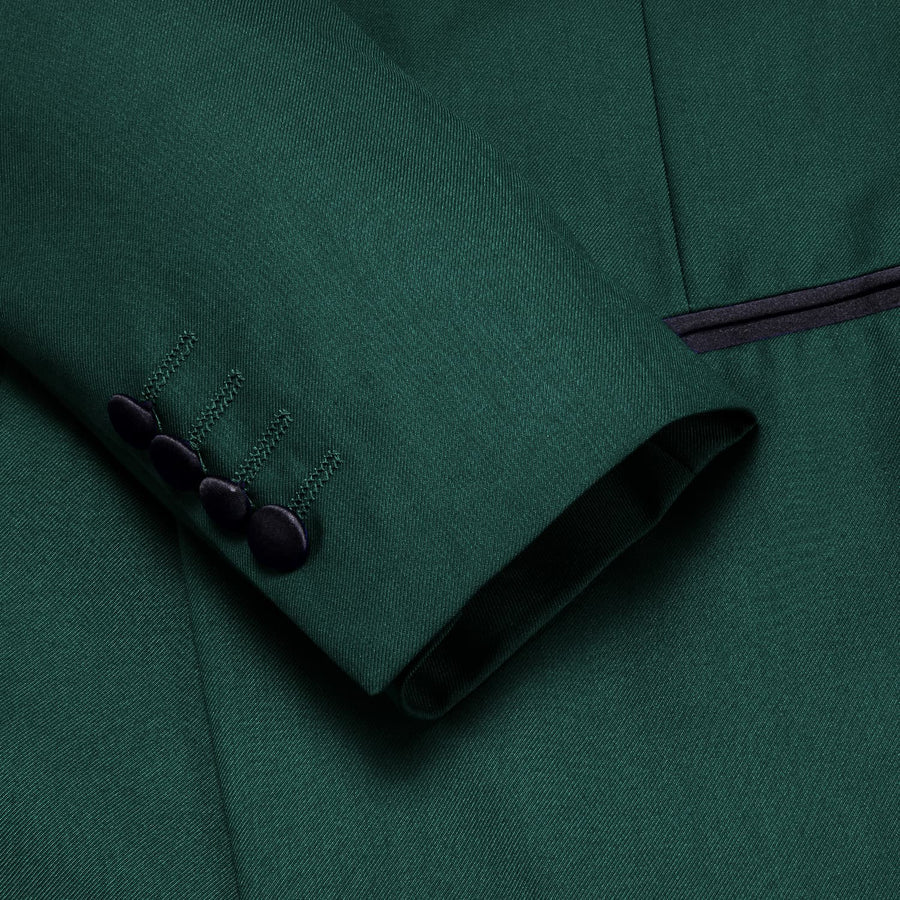 Sapphire Pine Green Solid Shawl Collar Silk Tuxedo Jacket tuxedo    - Sophisticated Gentlemen