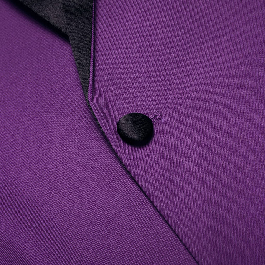 Purple Solid Shawl Collar Silk Tuxedo Jacket tuxedo    - Sophisticated Gentlemen