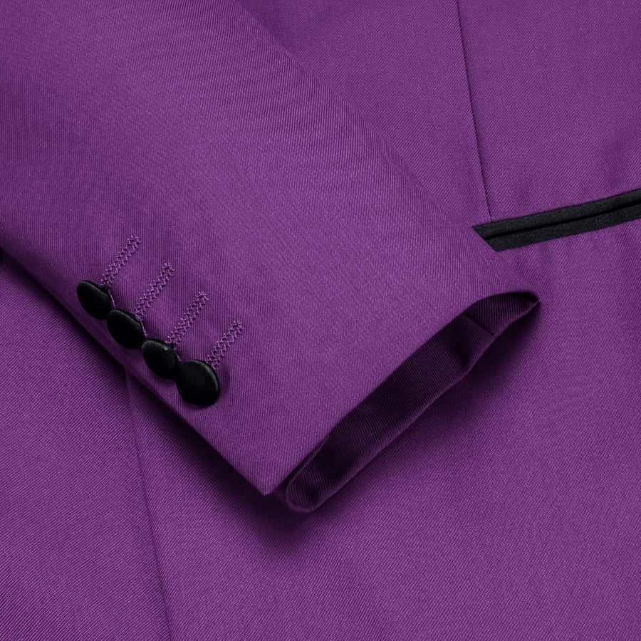 Purple Solid Shawl Collar Silk Tuxedo Jacket tuxedo    - Sophisticated Gentlemen