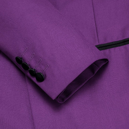 Purple Solid Shawl Collar Silk Tuxedo Jacket tuxedo    - Sophisticated Gentlemen