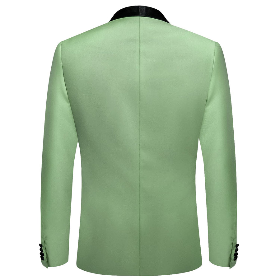 Pale Green Solid Shawl Collar Silk Tuxedo Jacket tuxedo    - Sophisticated Gentlemen