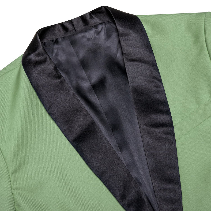 Pale Green Solid Shawl Collar Silk Tuxedo Jacket tuxedo    - Sophisticated Gentlemen