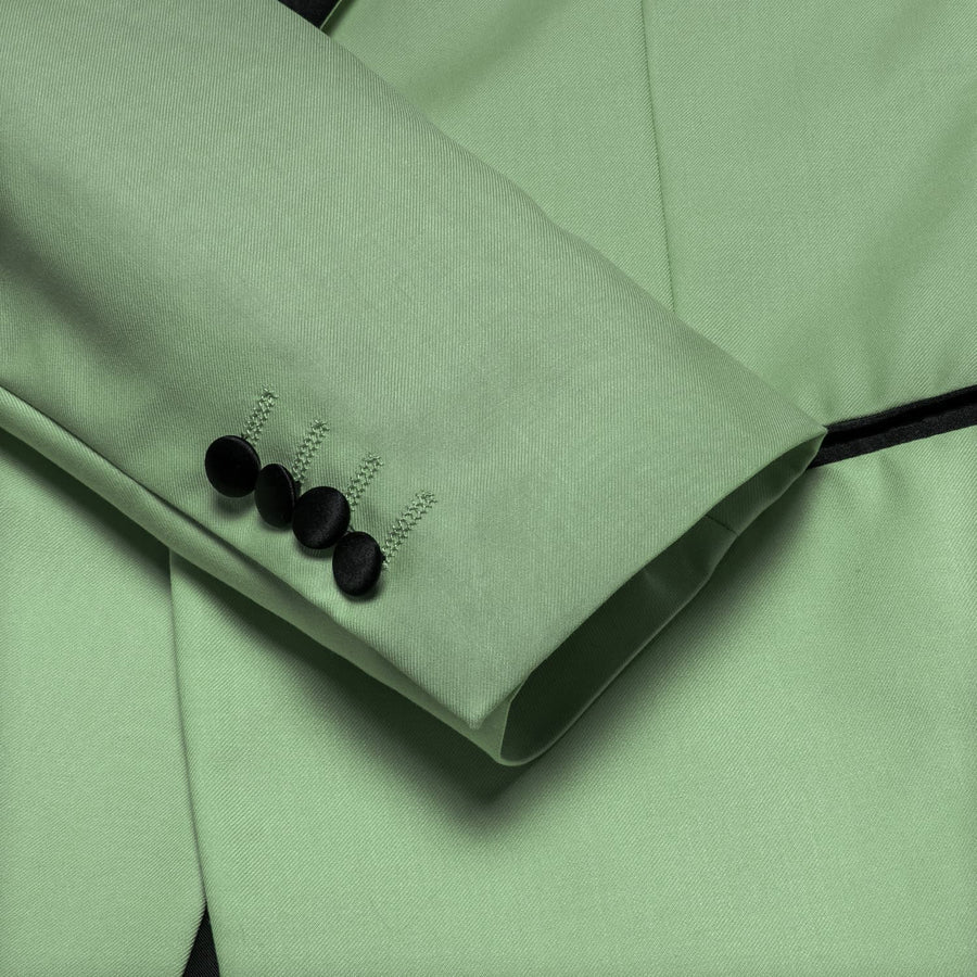 Pale Green Solid Shawl Collar Silk Tuxedo Jacket tuxedo    - Sophisticated Gentlemen