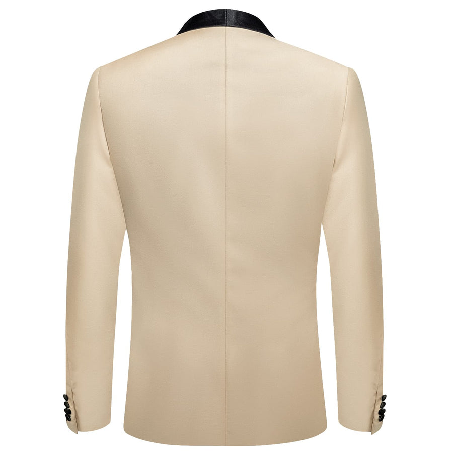 Champagne Solid Shawl Collar Silk Tuxedo Jacket tuxedo    - Sophisticated Gentlemen