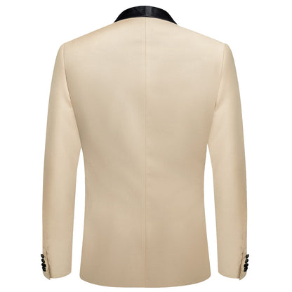 Champagne Solid Shawl Collar Silk Tuxedo Jacket tuxedo    - Sophisticated Gentlemen
