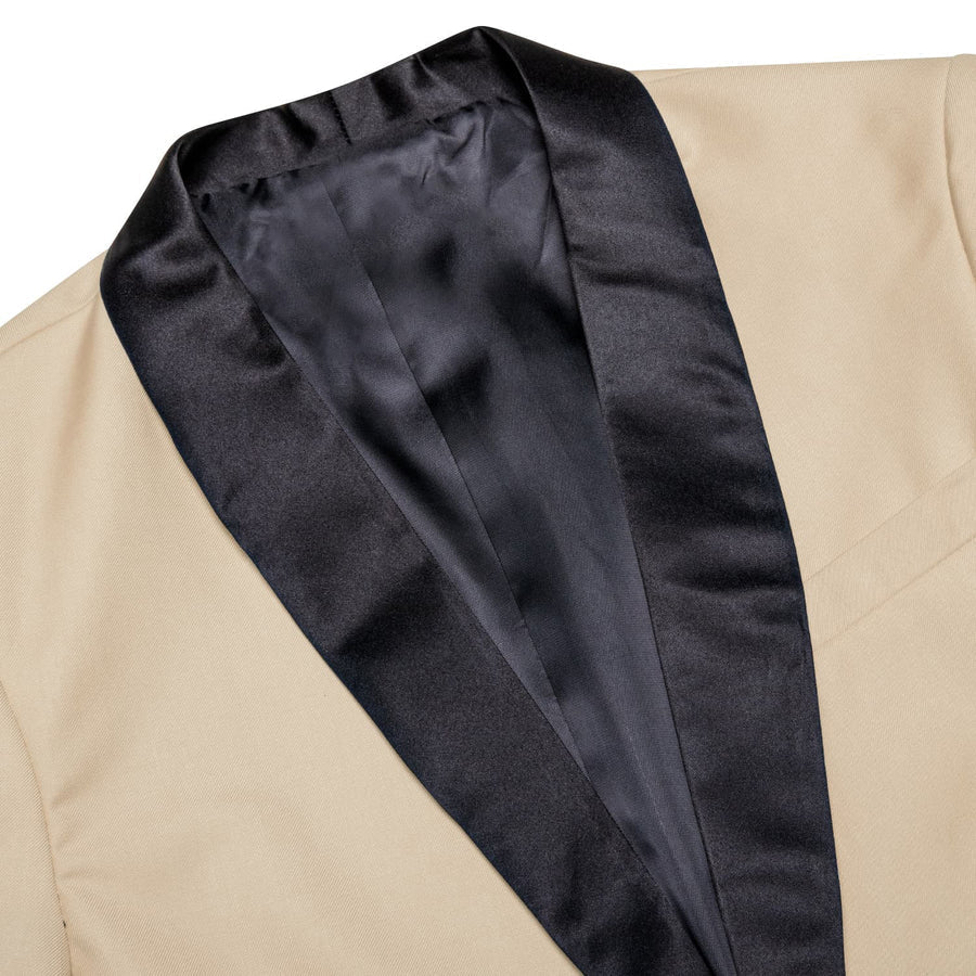 Champagne Solid Shawl Collar Silk Tuxedo Jacket tuxedo    - Sophisticated Gentlemen