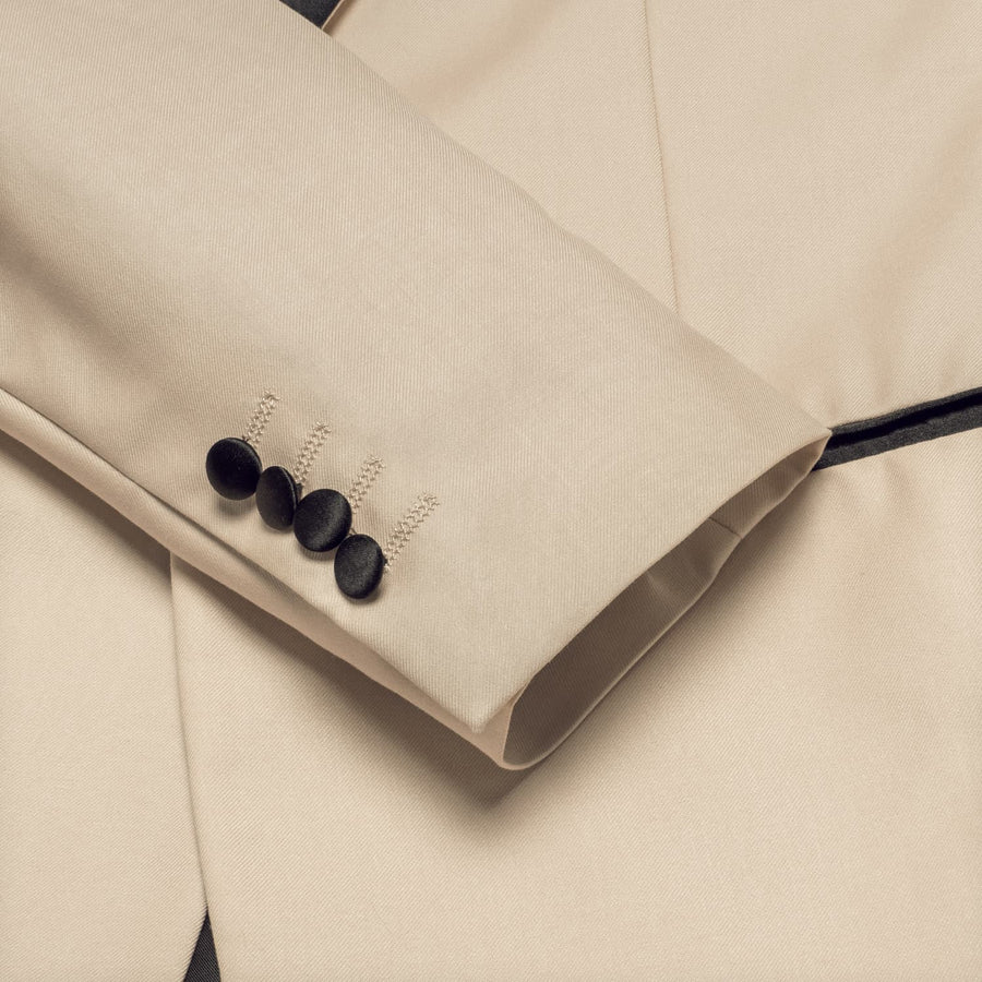 Champagne Solid Shawl Collar Silk Tuxedo Jacket tuxedo    - Sophisticated Gentlemen