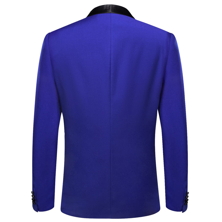 Cobalt Blue Solid Shawl Collar Silk Tuxedo Jacket tuxedo    - Sophisticated Gentlemen