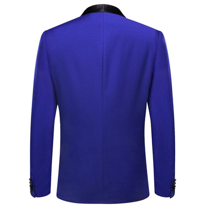 Cobalt Blue Solid Shawl Collar Silk Tuxedo Jacket tuxedo    - Sophisticated Gentlemen