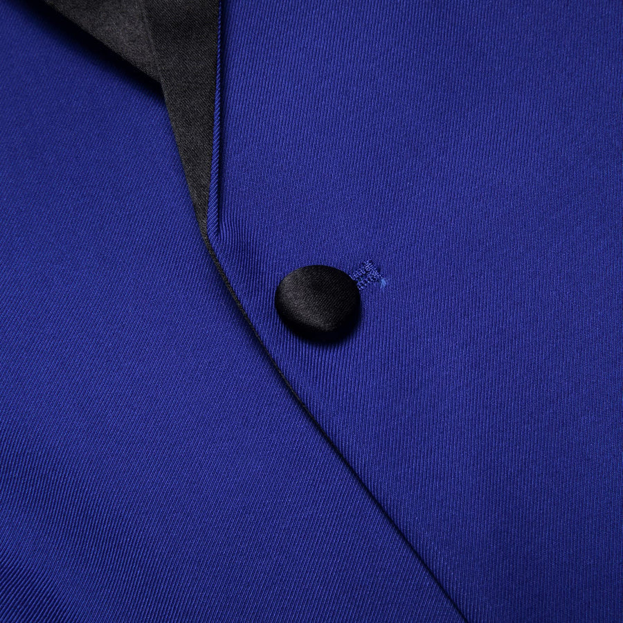 Cobalt Blue Solid Shawl Collar Silk Tuxedo Jacket tuxedo    - Sophisticated Gentlemen