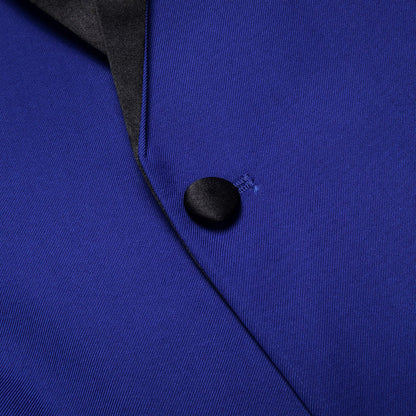 Cobalt Blue Solid Shawl Collar Silk Tuxedo Jacket tuxedo    - Sophisticated Gentlemen