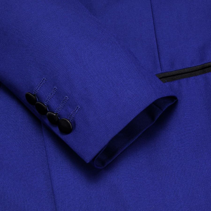 Cobalt Blue Solid Shawl Collar Silk Tuxedo Jacket tuxedo    - Sophisticated Gentlemen