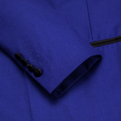 Cobalt Blue Solid Shawl Collar Silk Tuxedo Jacket tuxedo    - Sophisticated Gentlemen