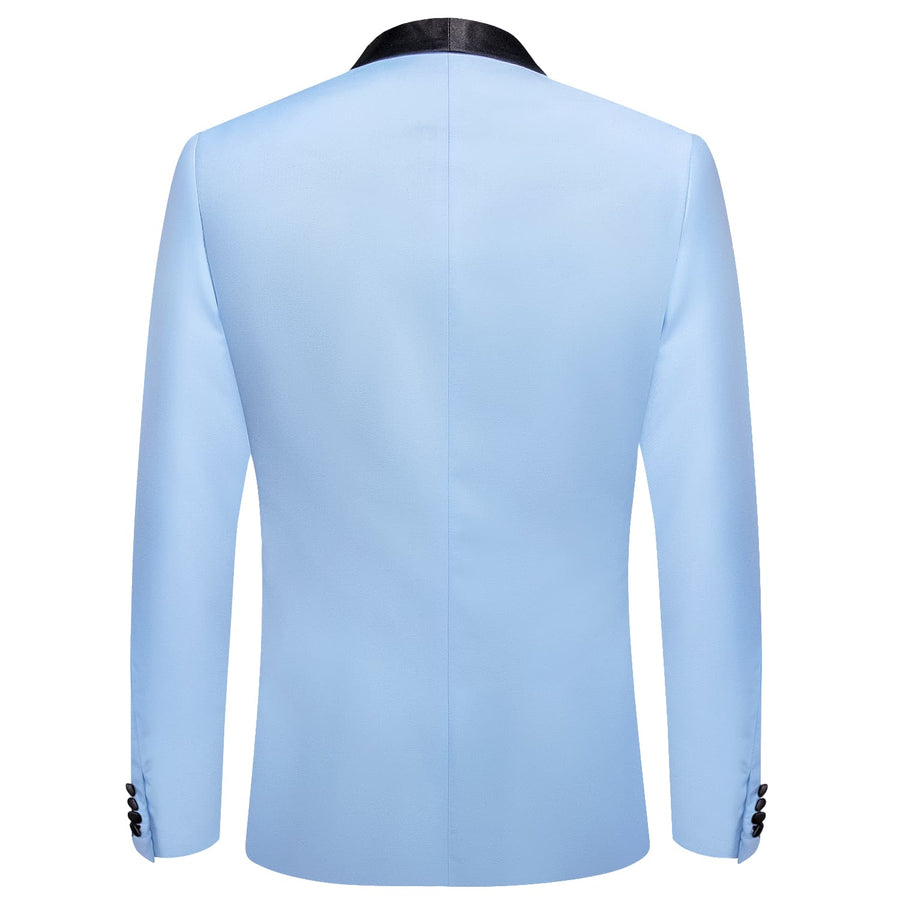 Arctic Blue Solid Shawl Collar Silk Tuxedo Jacket tuxedo    - Sophisticated Gentlemen