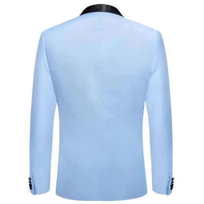 Arctic Blue Solid Shawl Collar Silk Tuxedo Jacket tuxedo    - Sophisticated Gentlemen