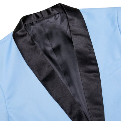 Arctic Blue Solid Shawl Collar Silk Tuxedo Jacket tuxedo    - Sophisticated Gentlemen