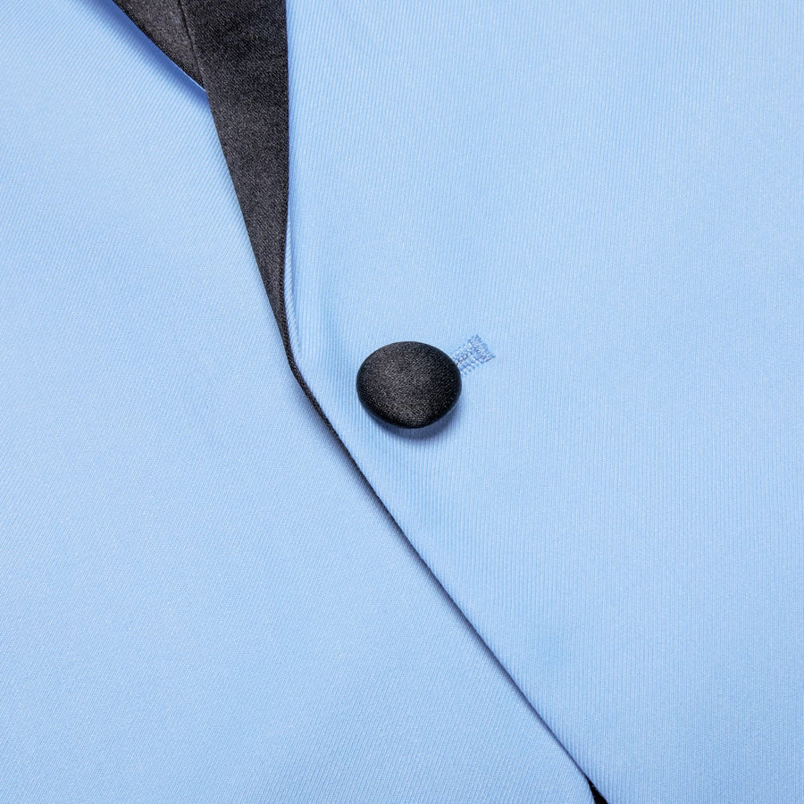 Arctic Blue Solid Shawl Collar Silk Tuxedo Jacket tuxedo    - Sophisticated Gentlemen