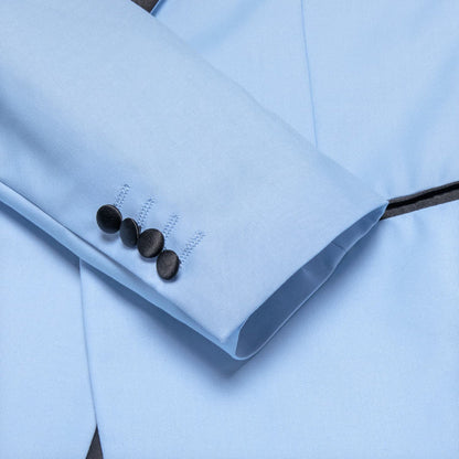 Arctic Blue Solid Shawl Collar Silk Tuxedo Jacket tuxedo    - Sophisticated Gentlemen