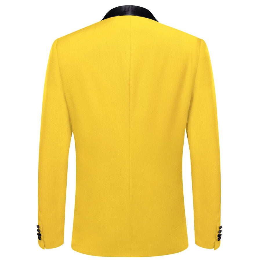 Gloss Butter Yellow Solid Shawl Collar Silk Tuxedo Jacket tuxedo    - Sophisticated Gentlemen