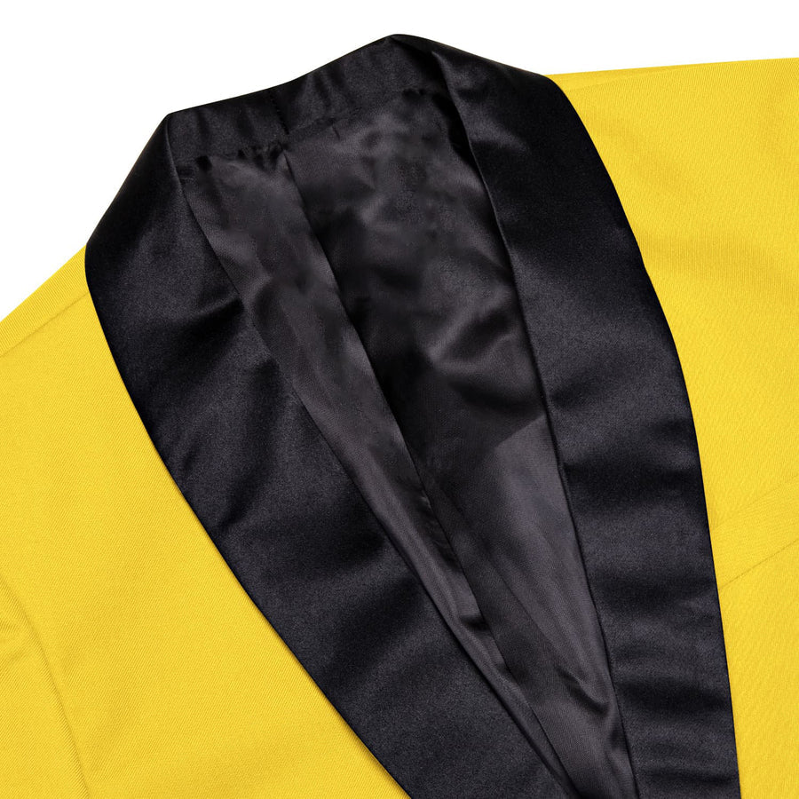 Gloss Butter Yellow Solid Shawl Collar Silk Tuxedo Jacket tuxedo    - Sophisticated Gentlemen