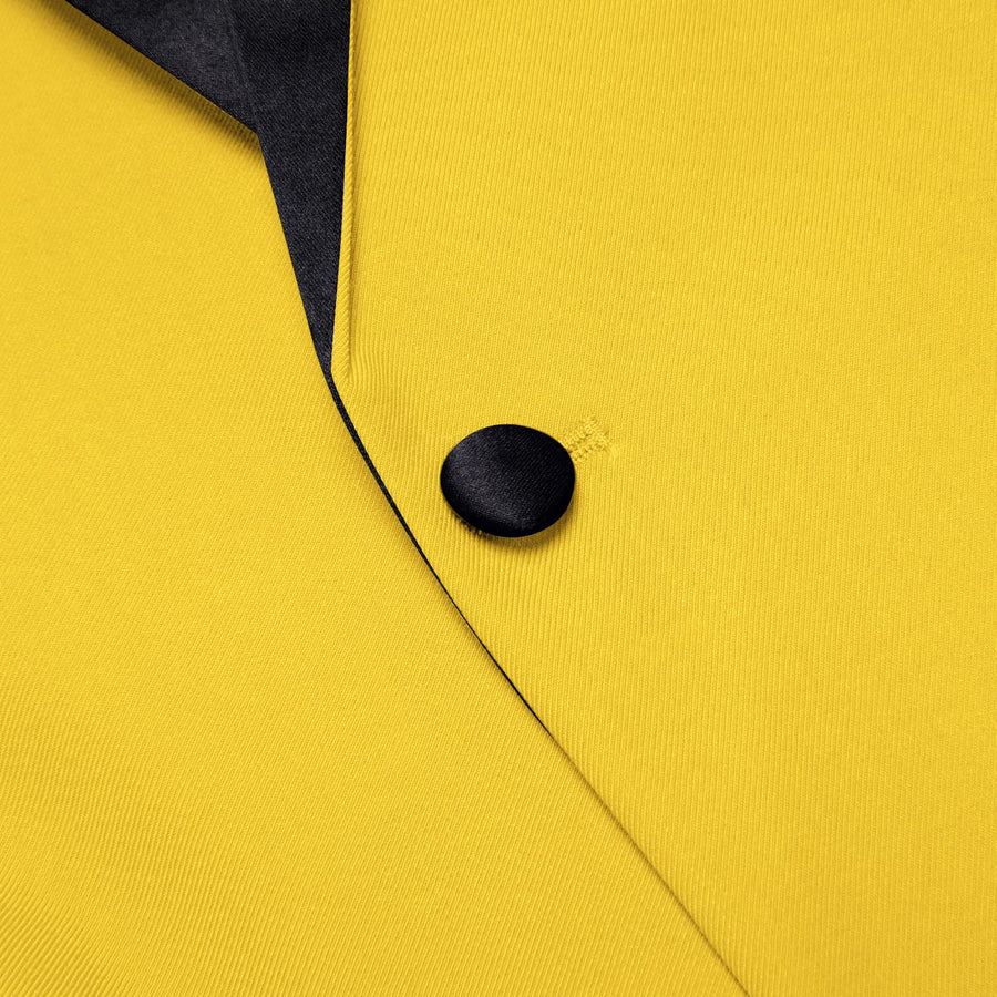 Gloss Butter Yellow Solid Shawl Collar Silk Tuxedo Jacket tuxedo    - Sophisticated Gentlemen
