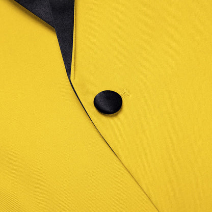 Gloss Butter Yellow Solid Shawl Collar Silk Tuxedo Jacket tuxedo    - Sophisticated Gentlemen