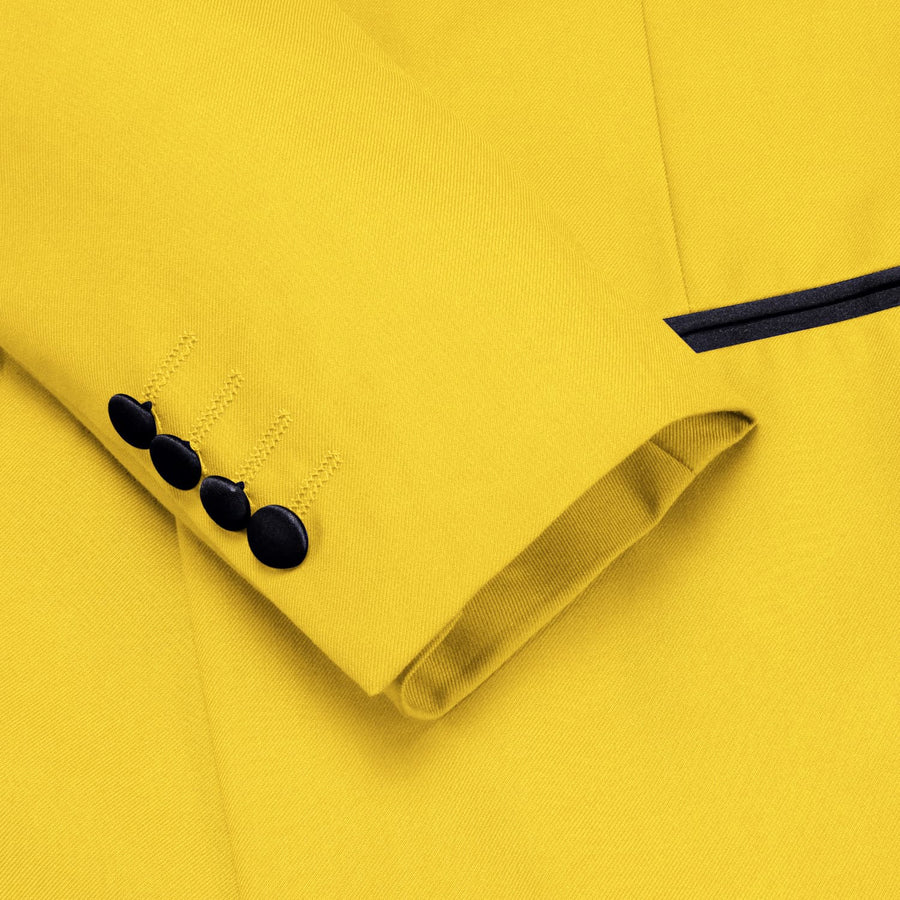 Gloss Butter Yellow Solid Shawl Collar Silk Tuxedo Jacket tuxedo    - Sophisticated Gentlemen