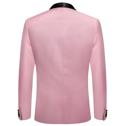 Lemonade Pink Solid Shawl Collar Silk Tuxedo Jacket tuxedo    - Sophisticated Gentlemen