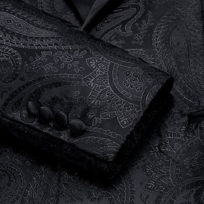 Coal Black Floral Jacquard Shawl Collar Suit Tuxedo Jacket tuxedo    - Sophisticated Gentlemen