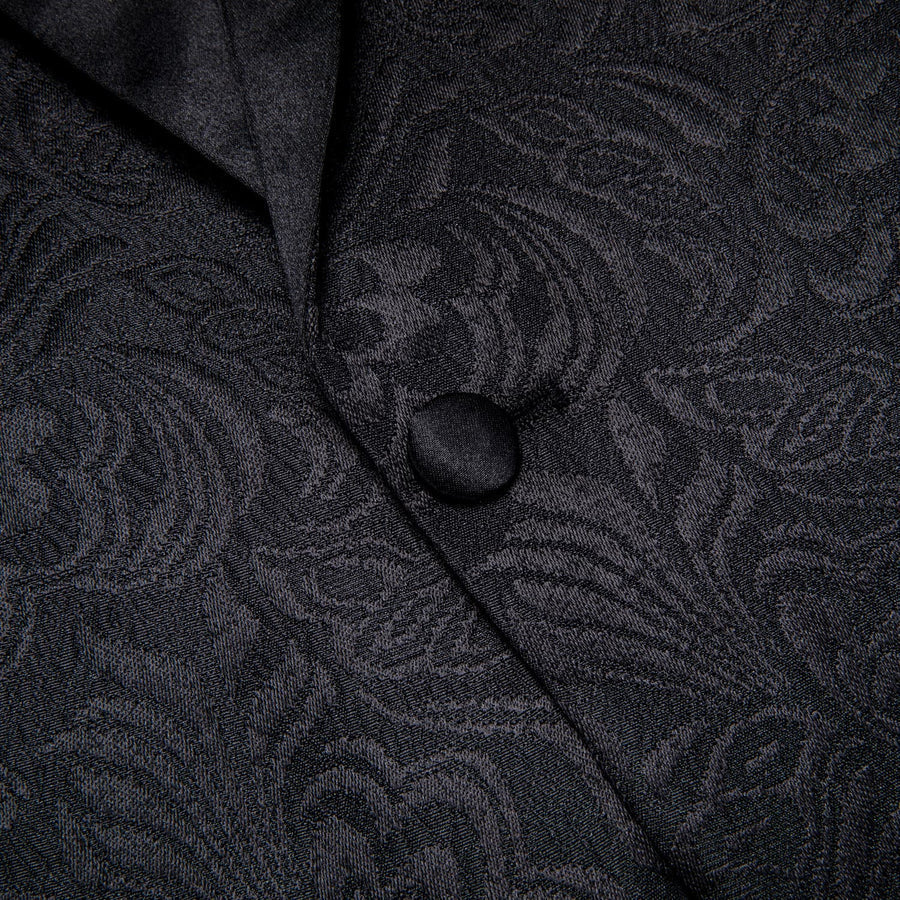 Black Floral Shawl Collar Silk Tuxedo Jacket tuxedo    - Sophisticated Gentlemen
