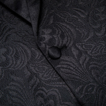 Black Floral Shawl Collar Silk Tuxedo Jacket tuxedo    - Sophisticated Gentlemen