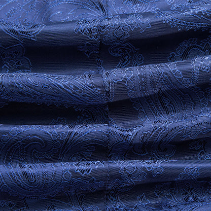 Navy Blue Paisley Notched Collar Silk Suit Tuxedo Jacket tuxedo    - Sophisticated Gentlemen