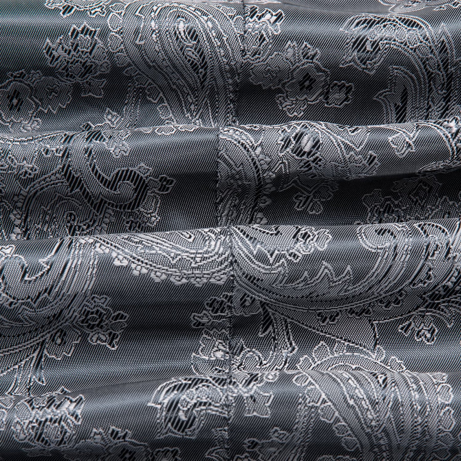 Smoke Gray Paisley Notched Collar Silk Suit Tuxedo Jacket tuxedo    - Sophisticated Gentlemen