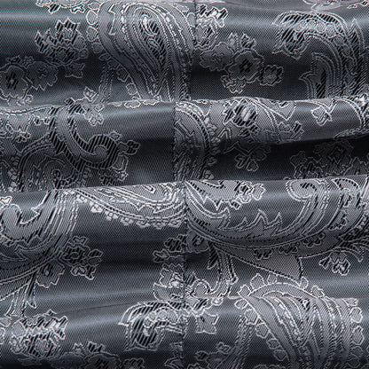 Smoke Gray Paisley Notched Collar Silk Suit Tuxedo Jacket tuxedo    - Sophisticated Gentlemen