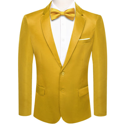 Yellow Satin Notched Collar Suit Tuxedo Jacket tuxedo S (38)   - Sophisticated Gentlemen
