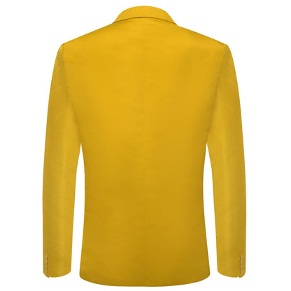 Yellow Satin Notched Collar Suit Tuxedo Jacket tuxedo    - Sophisticated Gentlemen