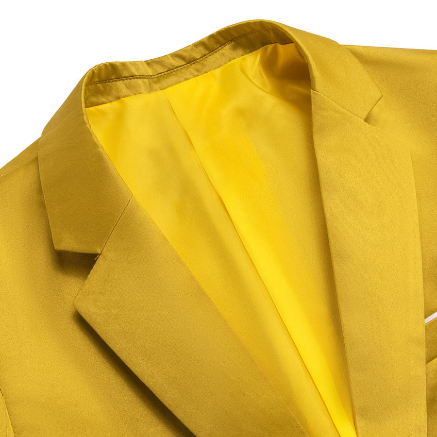 Yellow Satin Notched Collar Suit Tuxedo Jacket tuxedo    - Sophisticated Gentlemen