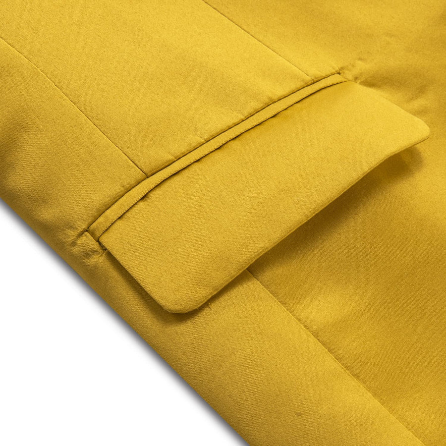Yellow Satin Notched Collar Suit Tuxedo Jacket tuxedo    - Sophisticated Gentlemen