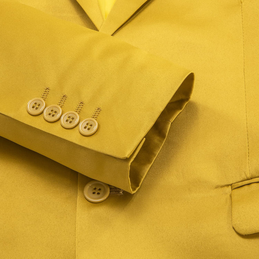Yellow Satin Notched Collar Suit Tuxedo Jacket tuxedo    - Sophisticated Gentlemen