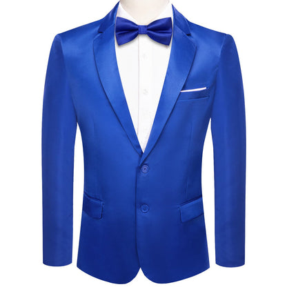 Cobalt Blue Satin Notched Collar Suit Tuxedo Jacket tuxedo S (38)   - Sophisticated Gentlemen