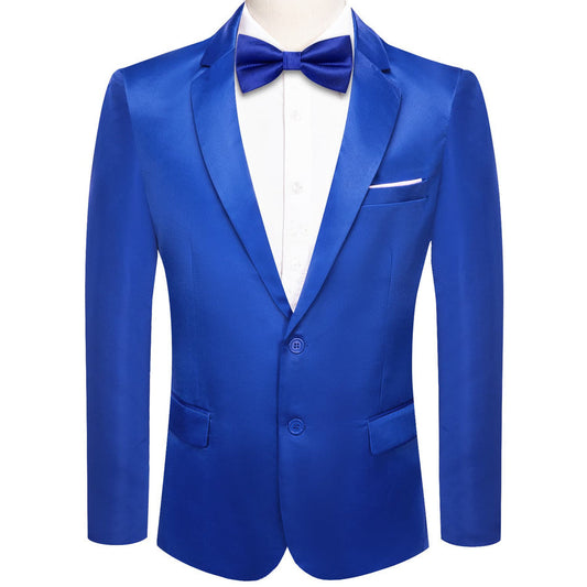 Cobalt Blue Satin Notched Collar Suit Tuxedo Jacket tuxedo S (38)   - Sophisticated Gentlemen
