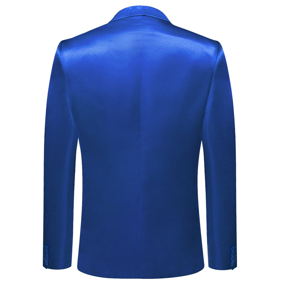 Cobalt Blue Satin Notched Collar Suit Tuxedo Jacket tuxedo    - Sophisticated Gentlemen