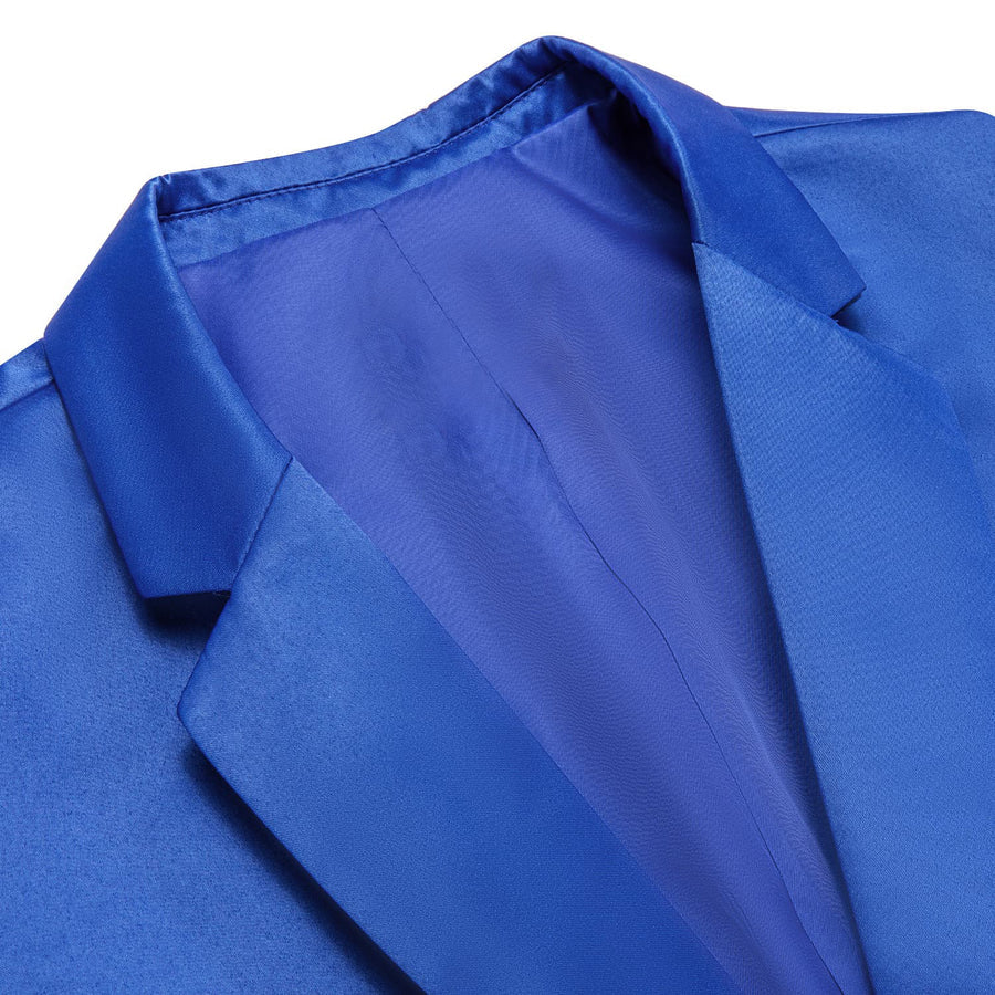 Cobalt Blue Satin Notched Collar Suit Tuxedo Jacket tuxedo    - Sophisticated Gentlemen