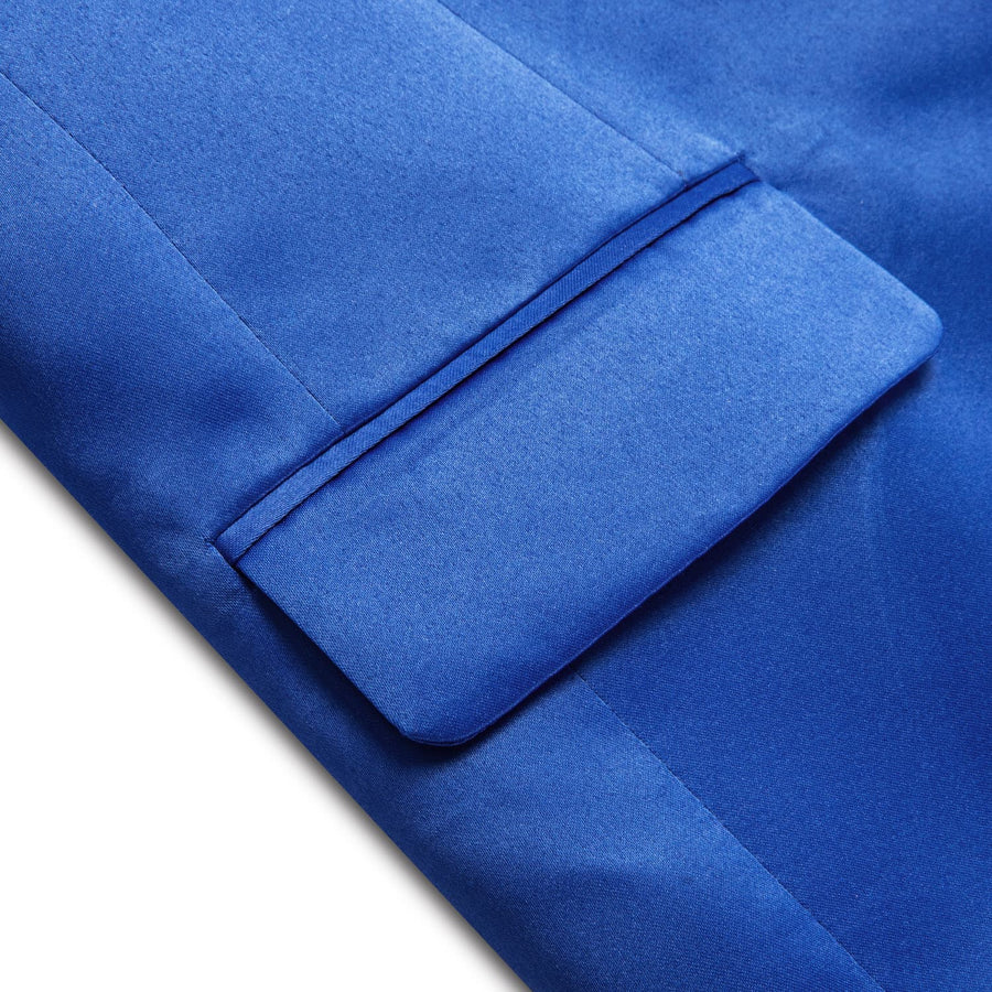 Cobalt Blue Satin Notched Collar Suit Tuxedo Jacket tuxedo    - Sophisticated Gentlemen