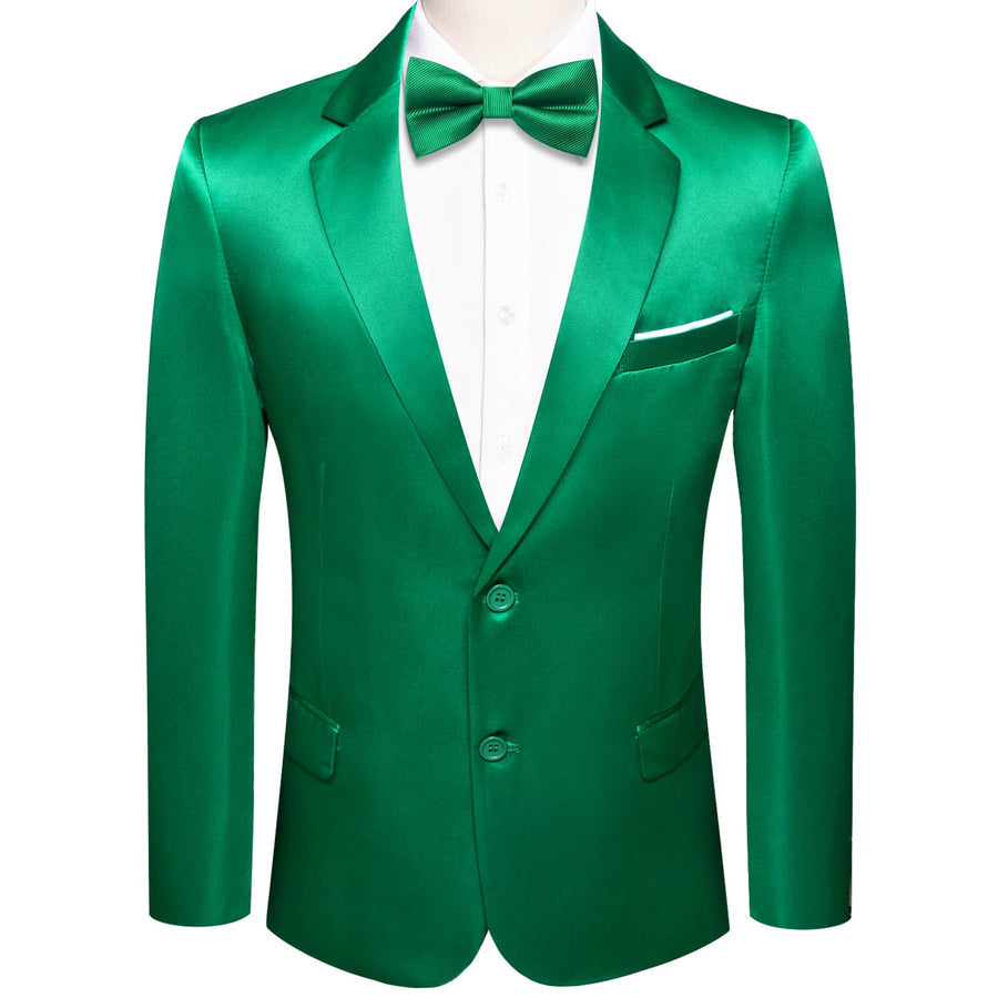 Emerald Green Satin Notched Collar Suit Tuxedo Jacket tuxedo S (38)   - Sophisticated Gentlemen