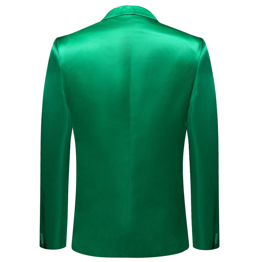 Emerald Green Satin Notched Collar Suit Tuxedo Jacket tuxedo    - Sophisticated Gentlemen