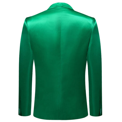 Emerald Green Satin Notched Collar Suit Tuxedo Jacket tuxedo    - Sophisticated Gentlemen