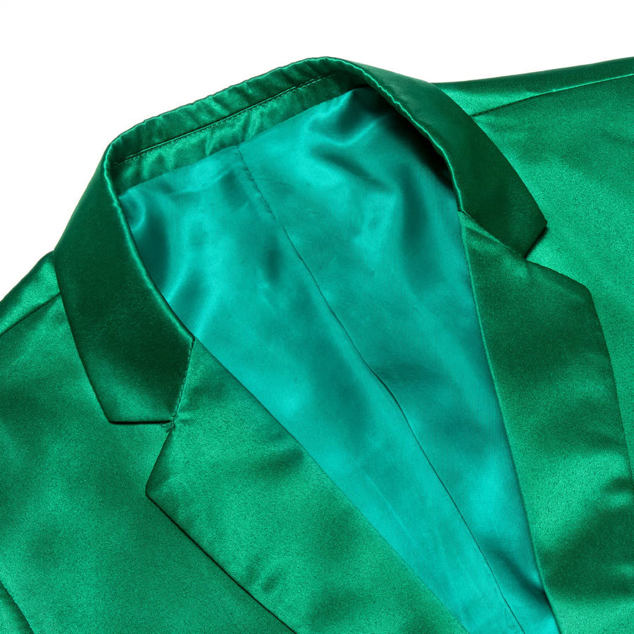 Emerald Green Satin Notched Collar Suit Tuxedo Jacket tuxedo    - Sophisticated Gentlemen