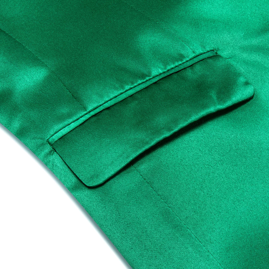 Emerald Green Satin Notched Collar Suit Tuxedo Jacket tuxedo    - Sophisticated Gentlemen