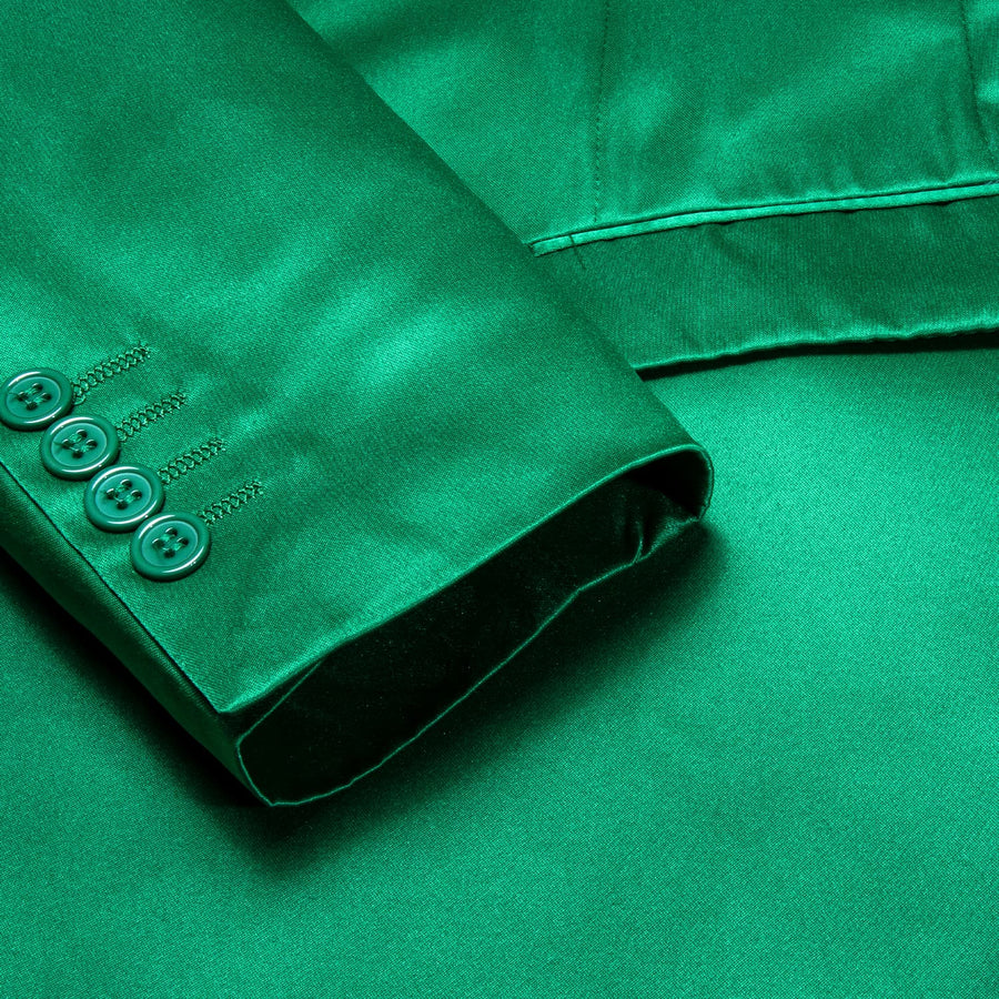 Emerald Green Satin Notched Collar Suit Tuxedo Jacket tuxedo    - Sophisticated Gentlemen